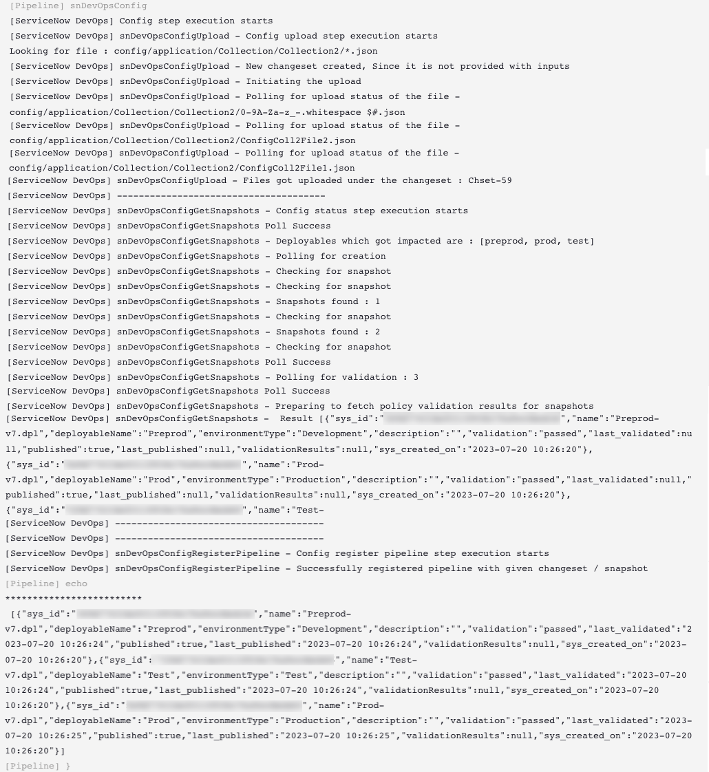 Jenkins snDevOpsConfig response output