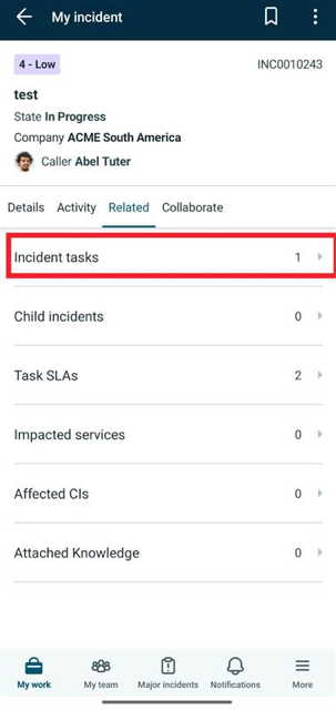 Incident task record