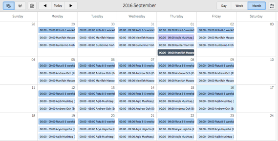 Calendar with approved time off
