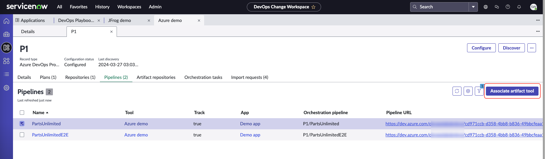 Associate pipelines to JFrog.