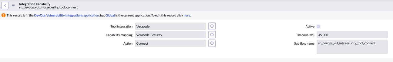 Integration capability record for connect action