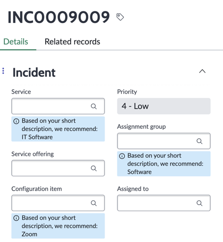 Recommendations at field level