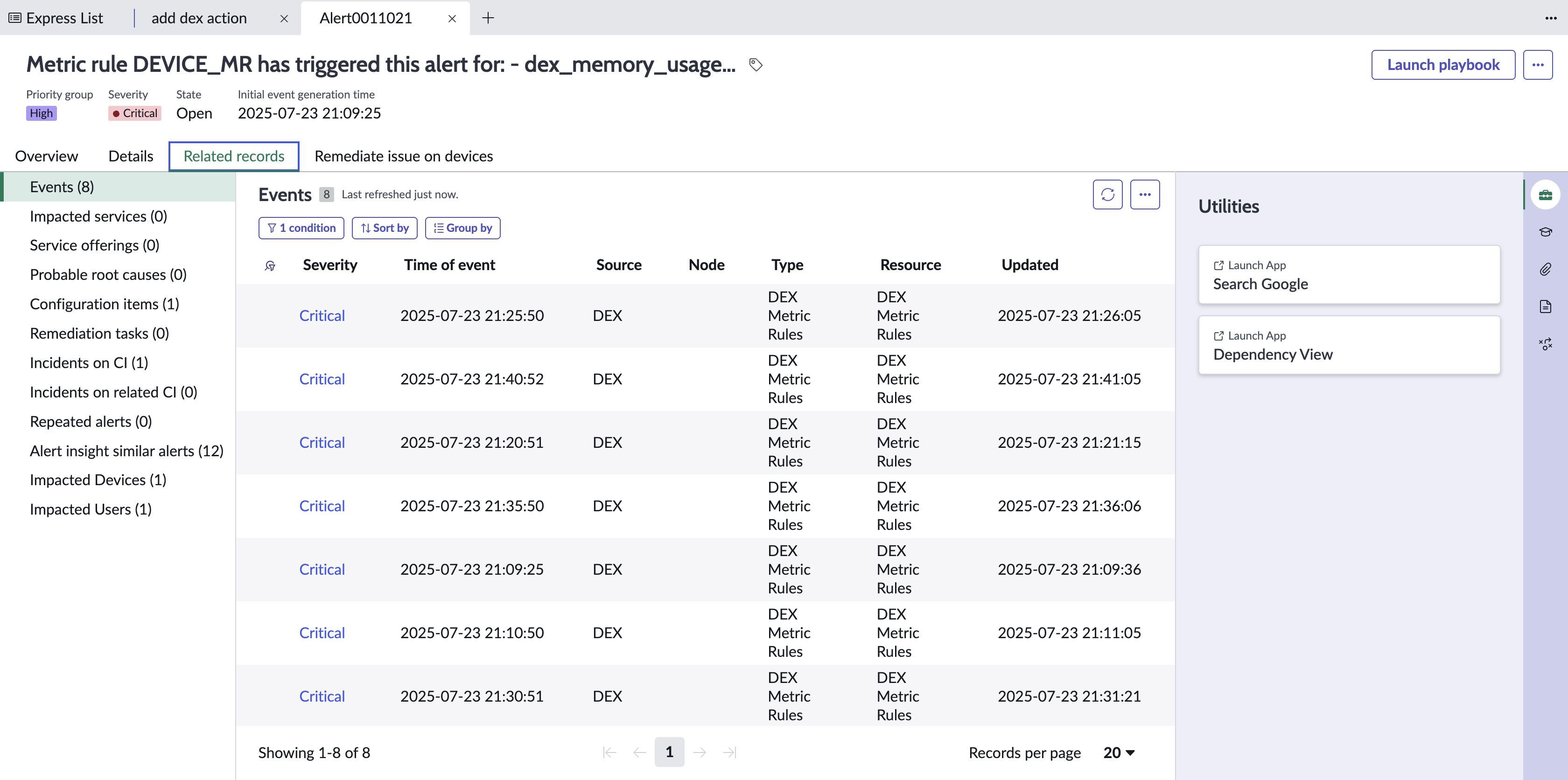 Related records tab