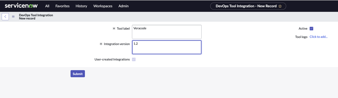 Tool integration record for custom security tool integration