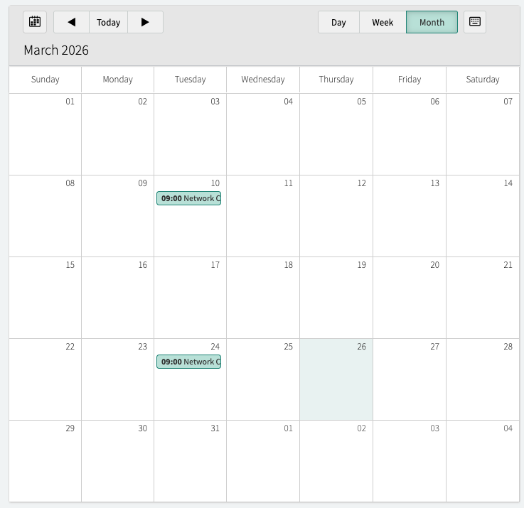 CAB workbench calendar