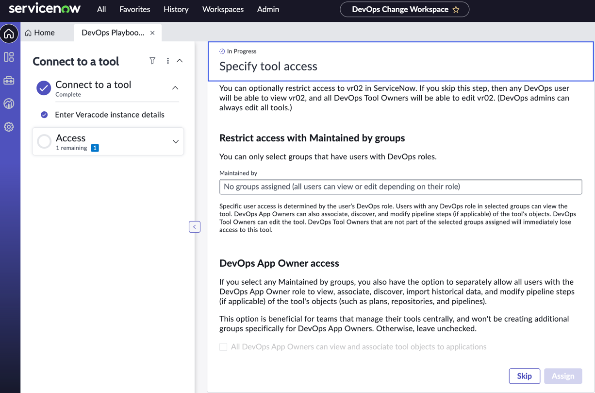 Playbook activity to specify access level