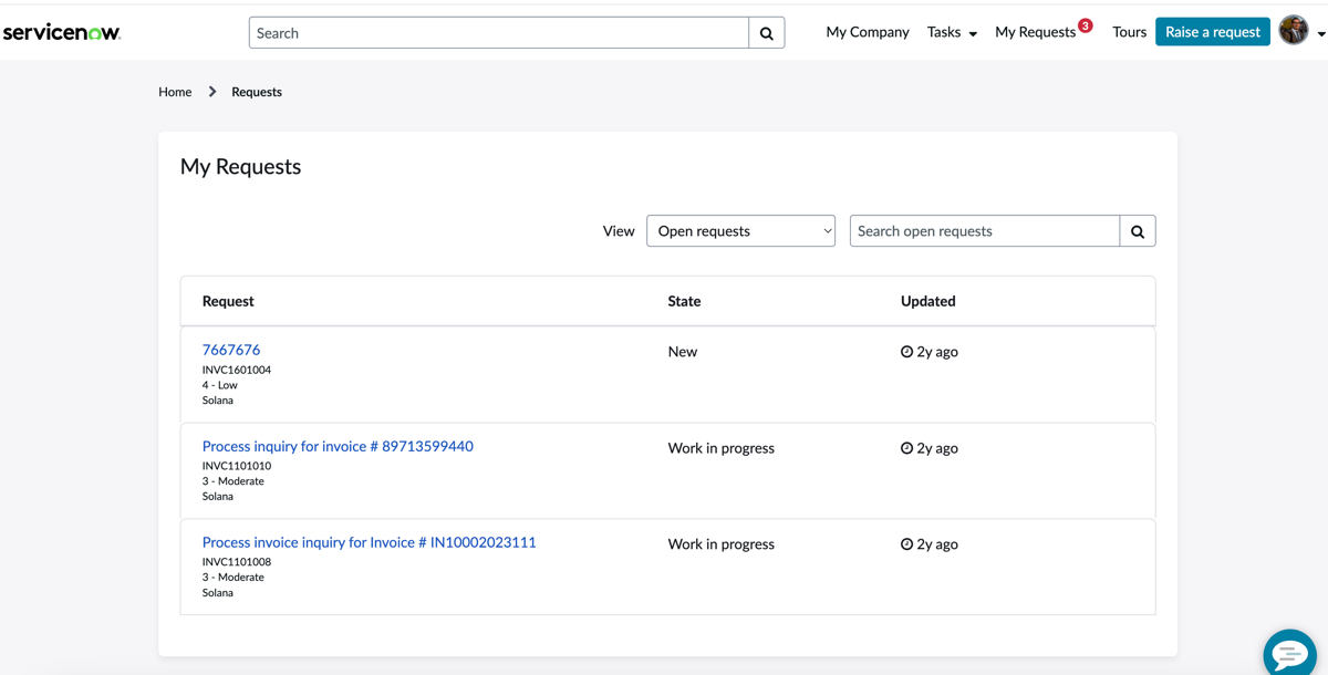 My Requests in Supplier Collaboration Management