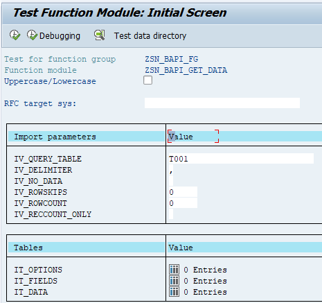 IMPORT, CHANGING, and TABLES parameters