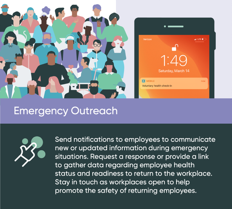 Emergency Outreach mobile Anwendung für eine Gesundheitsprüfung.