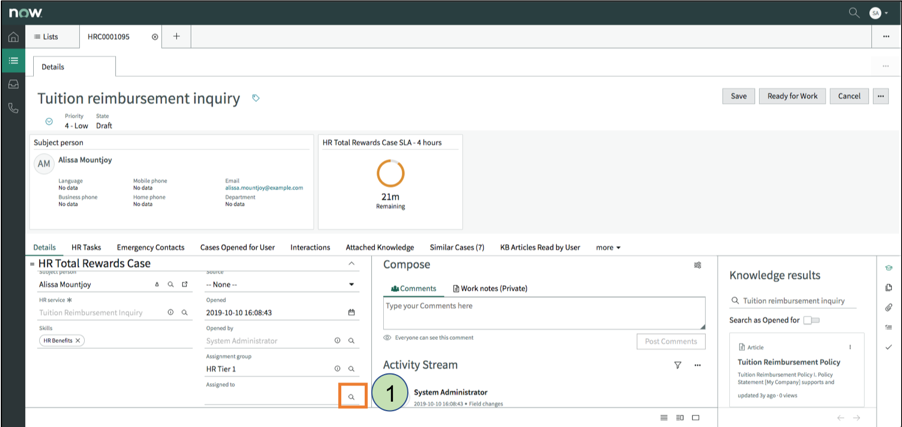HR Agent Workspace – HR-Mitarbeiter zuweisen