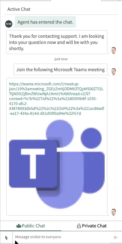 Aktiver Chat in Agent Workspace