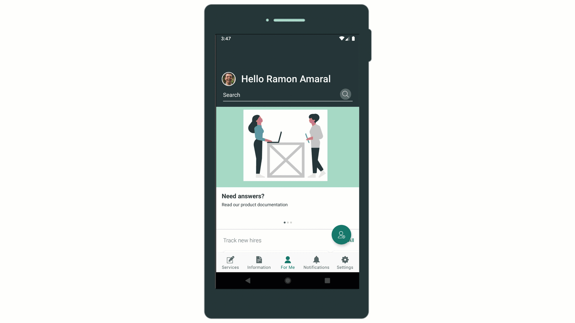 GIF, das die Experience des Einstellungsmanagers in der Now Mobile-App anzeigt
