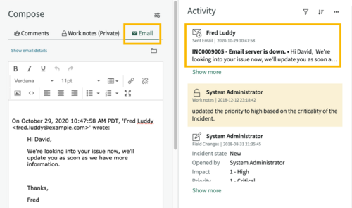 Cliente de e-mail do fluxo de atividades do espaço.