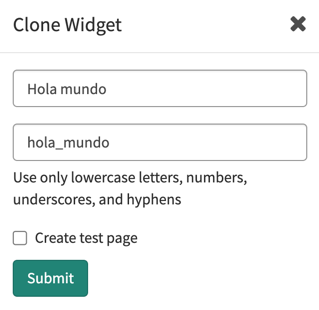 Formulário Clonar um widget