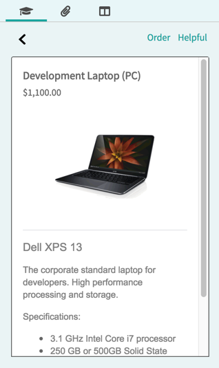 Item do catálogo de laptop de desenvolvimento na Assistência do agente