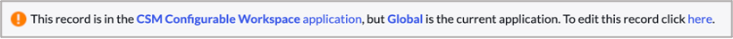 Error message redirecting the user to a link to edit a selected record.