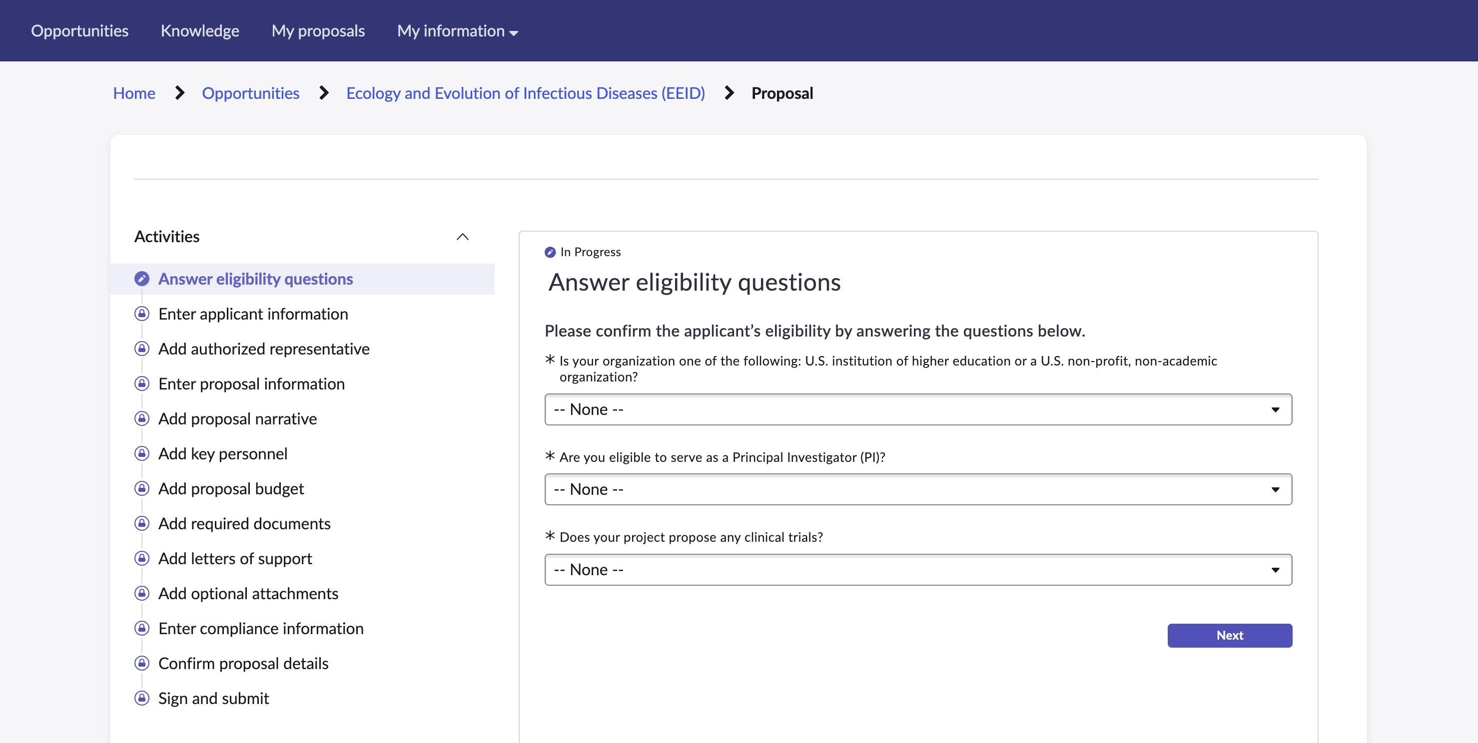 Playbooks on portal experience as shown in Grants Proposal Intake Playbook on the Grants Management Portal.