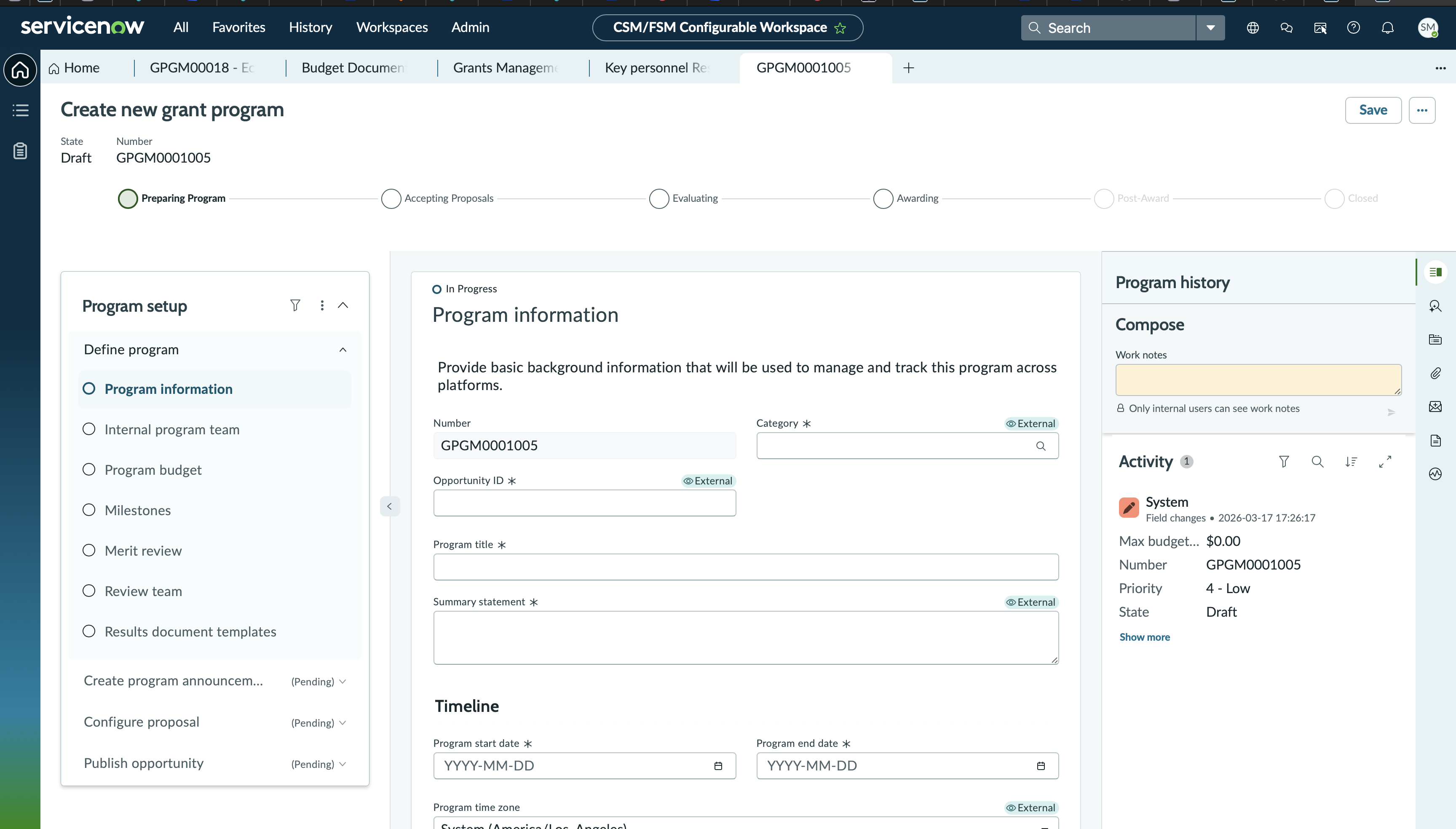 grants management playbook setup initial view for agents or managers