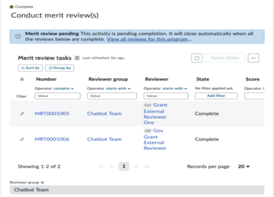 create merit review tasks view