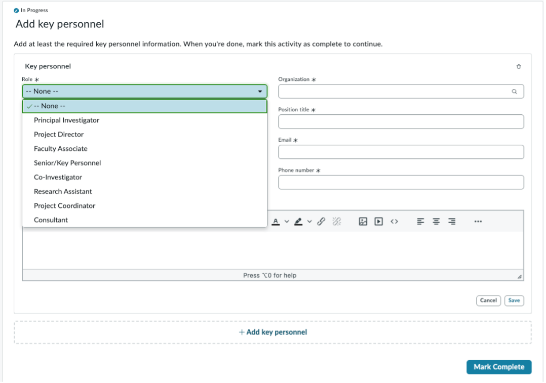 Enter Applicant information view