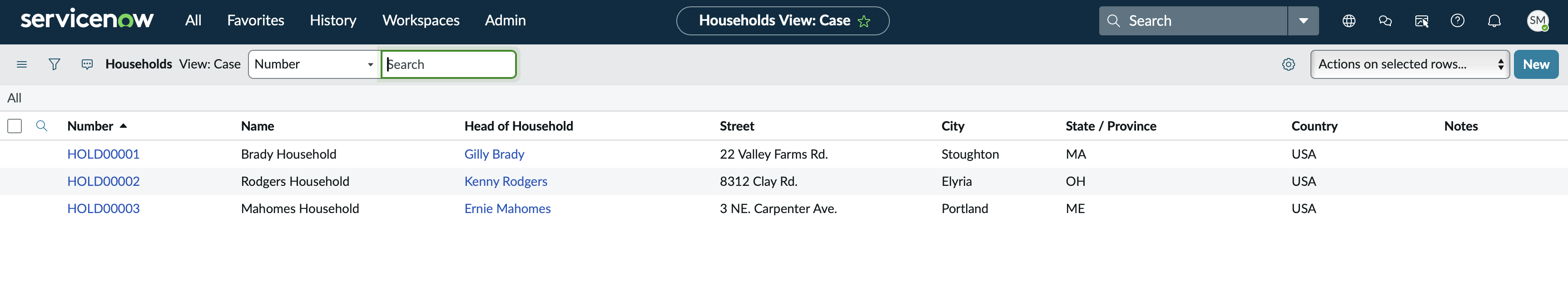 Configuring households view in PSDS