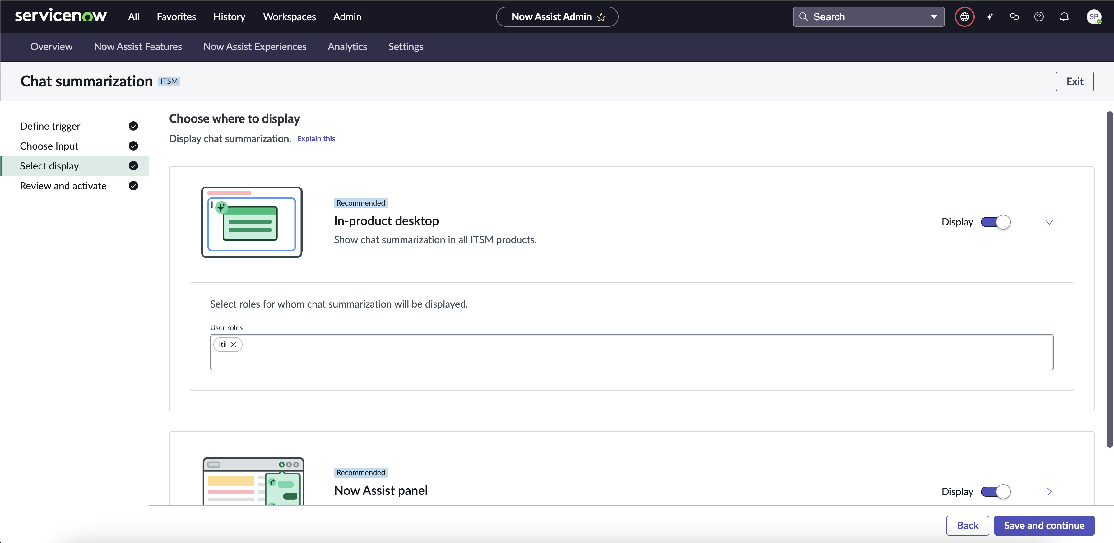 Now Assist for ITSM select roles
