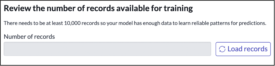 UI of the "Review the resulting number of records" section