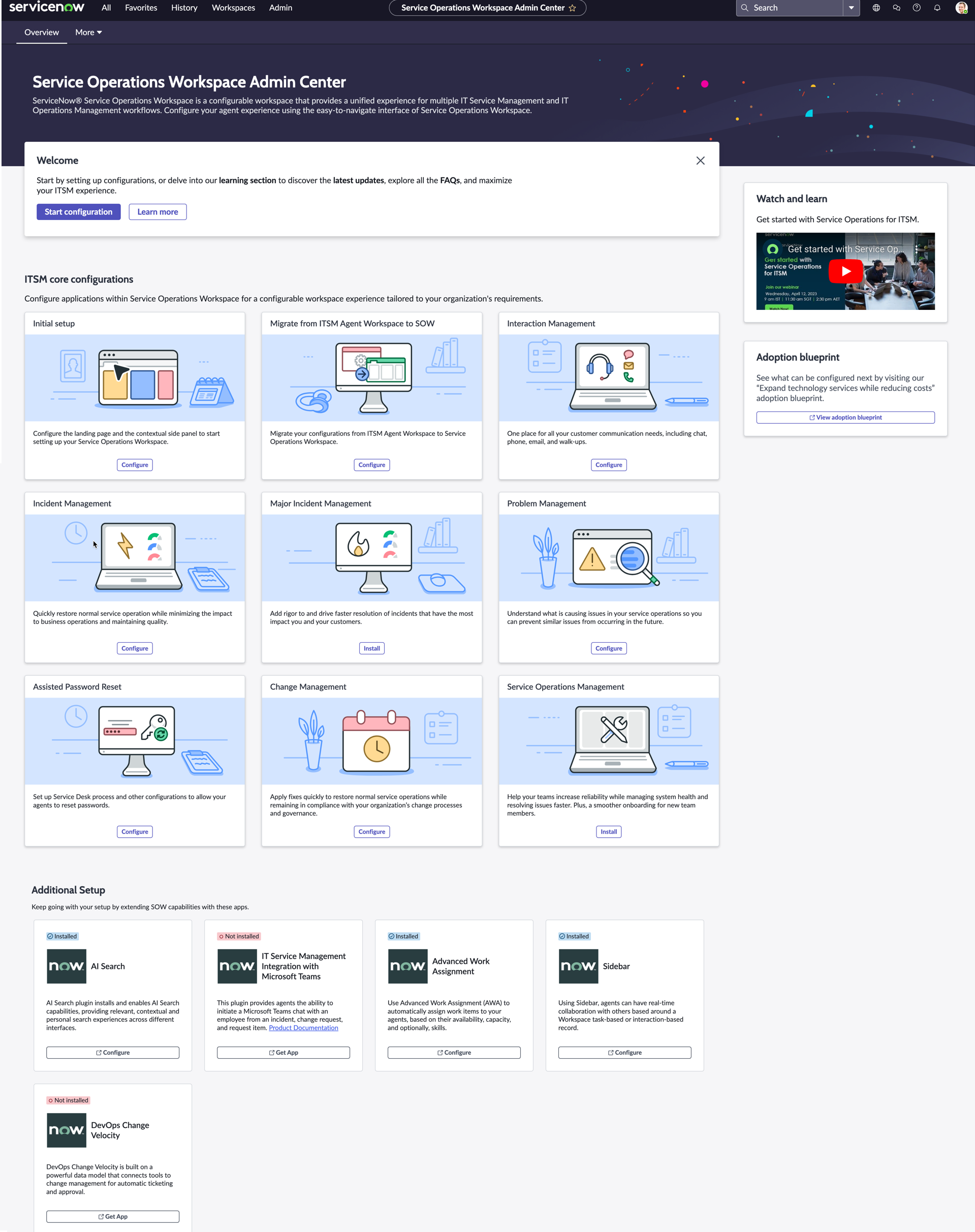 SOW admin center