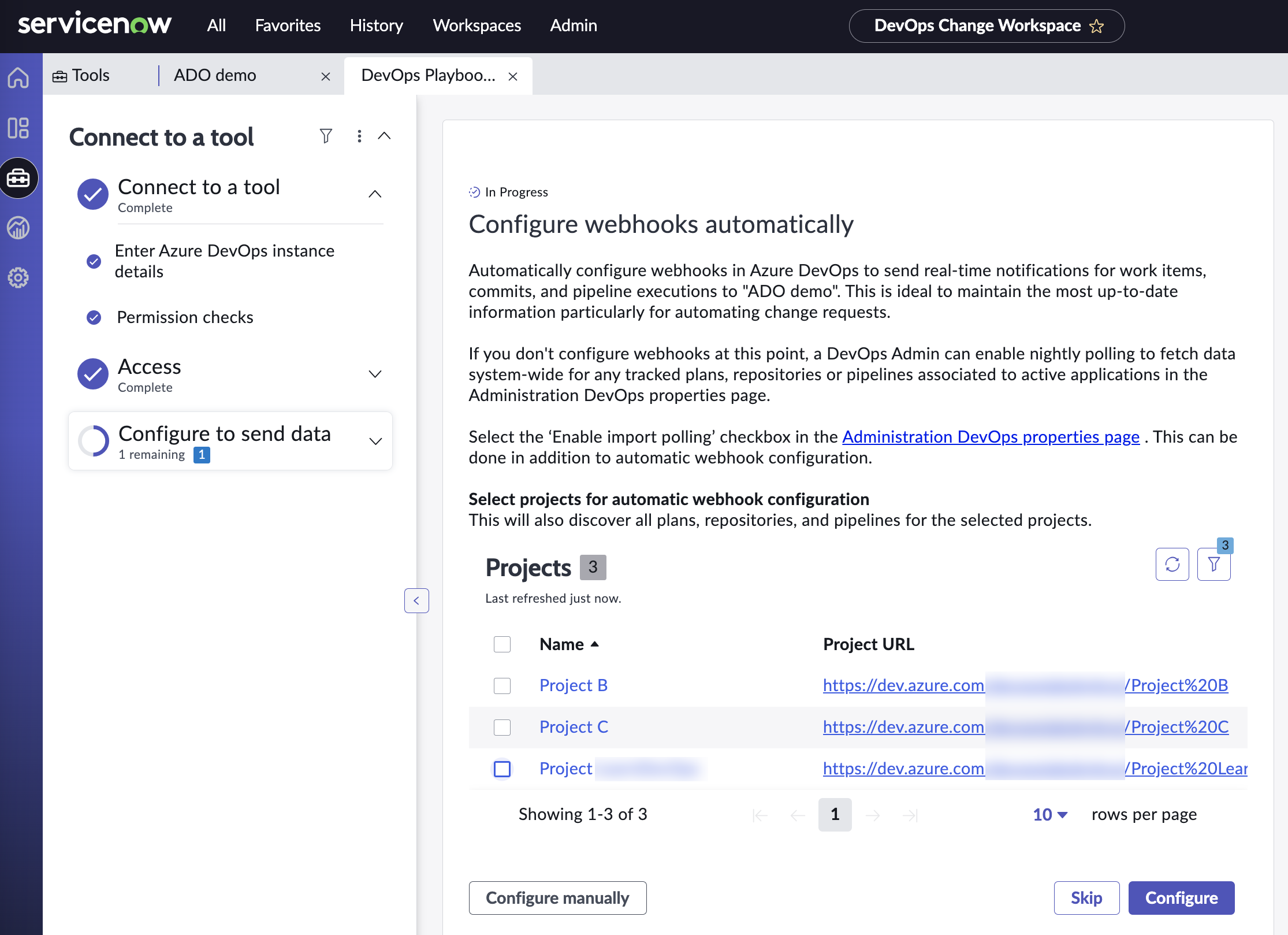 Azure DevOps configuring tool