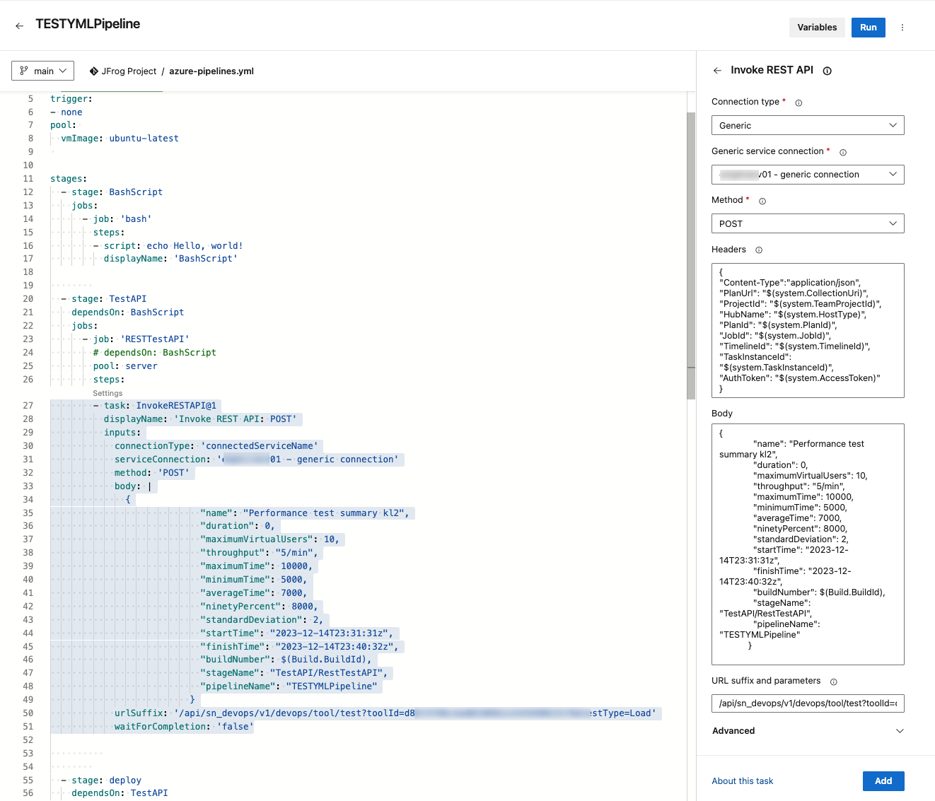 Azure DevOps yml pipeline.