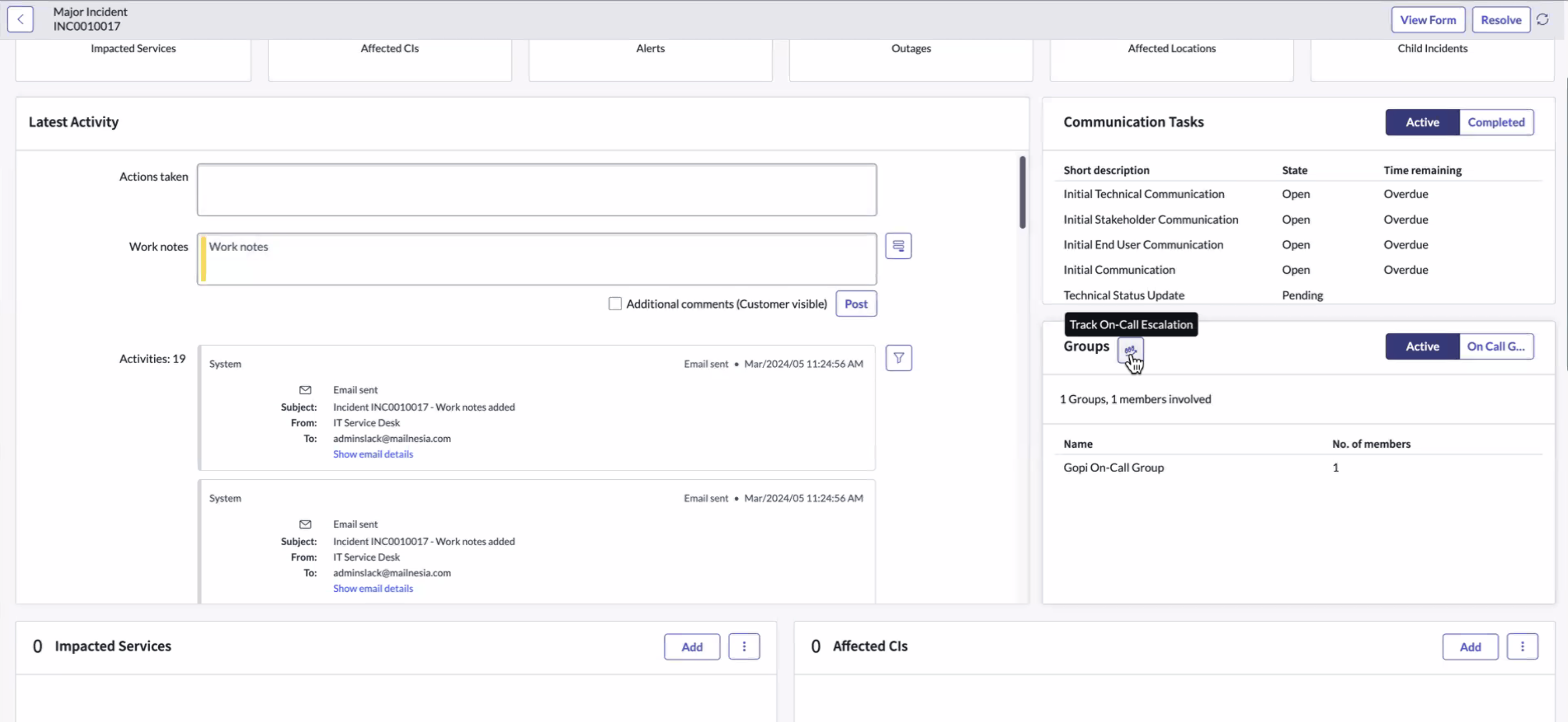 Select On-call groups