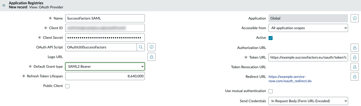 Anwendungsregistrierungsdatensatz.