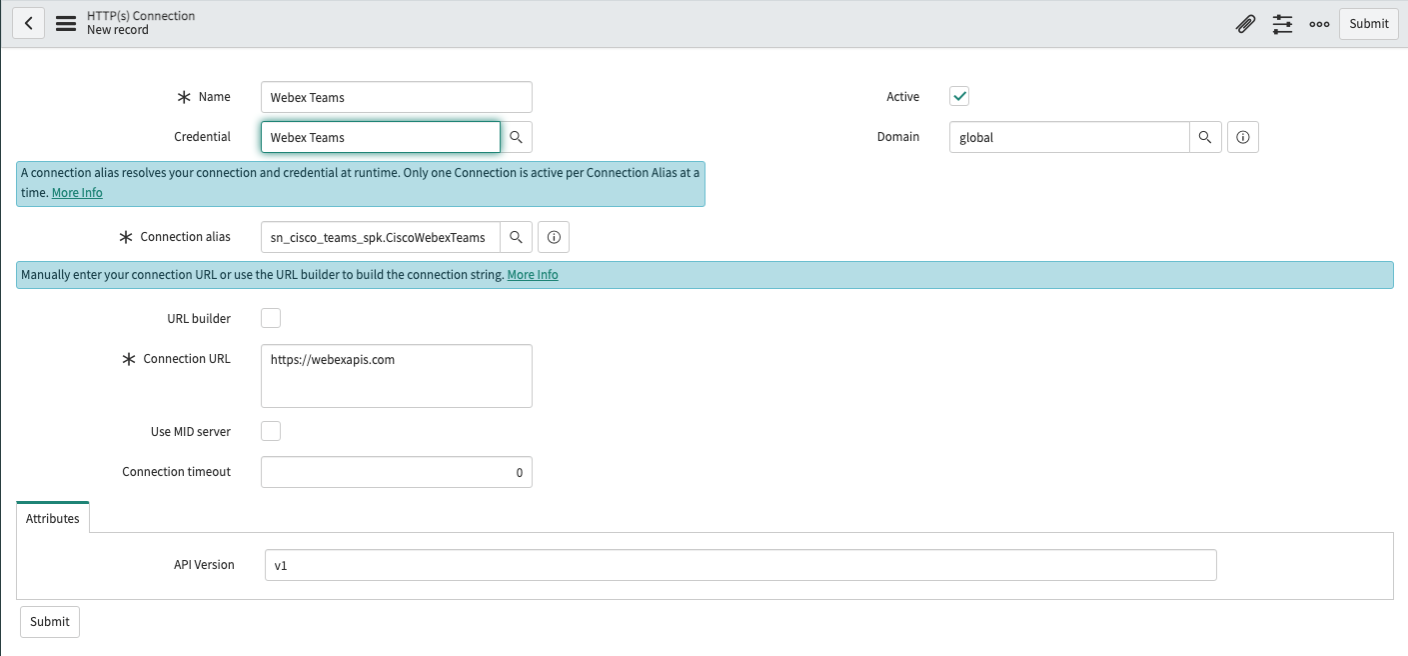 Verbindungsdatensatz für Cisco Webex-Teams