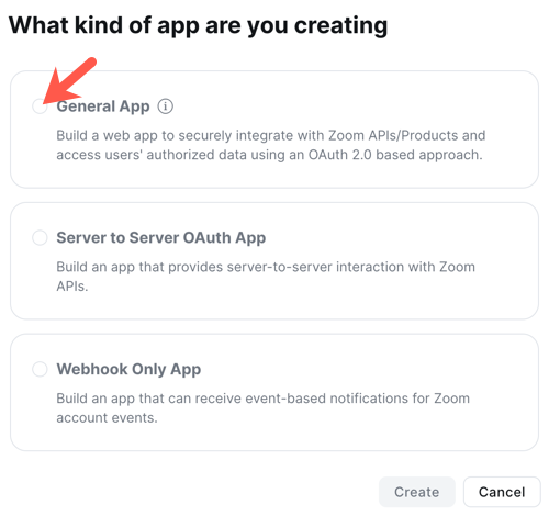 Allgemeine App-Option zum Erstellen einer App.