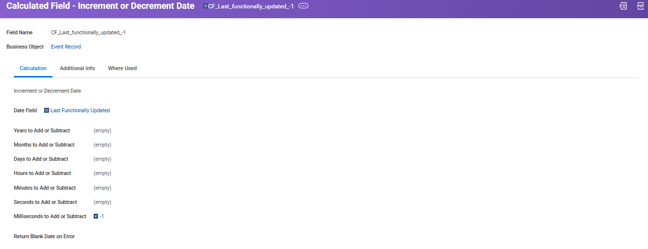 Berechnetes Feld mit dem Namen CF_Last_Functional_updated_-1 .