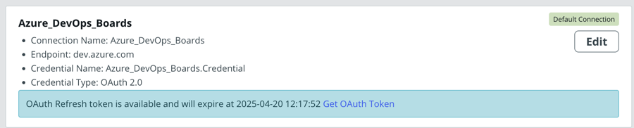 OAuth-Token ist verfügbar.