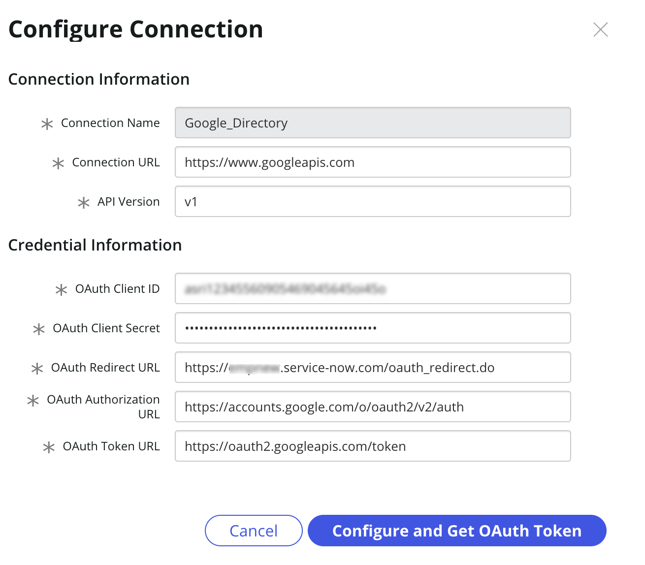 Konfigurieren Sie die Google Directory-Verbindung.