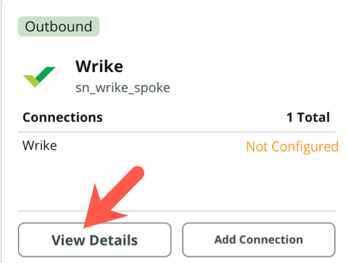 Schaltfläche „Details anzeigen“ auf der Kachel „Wrike-Verbindungsalias“.