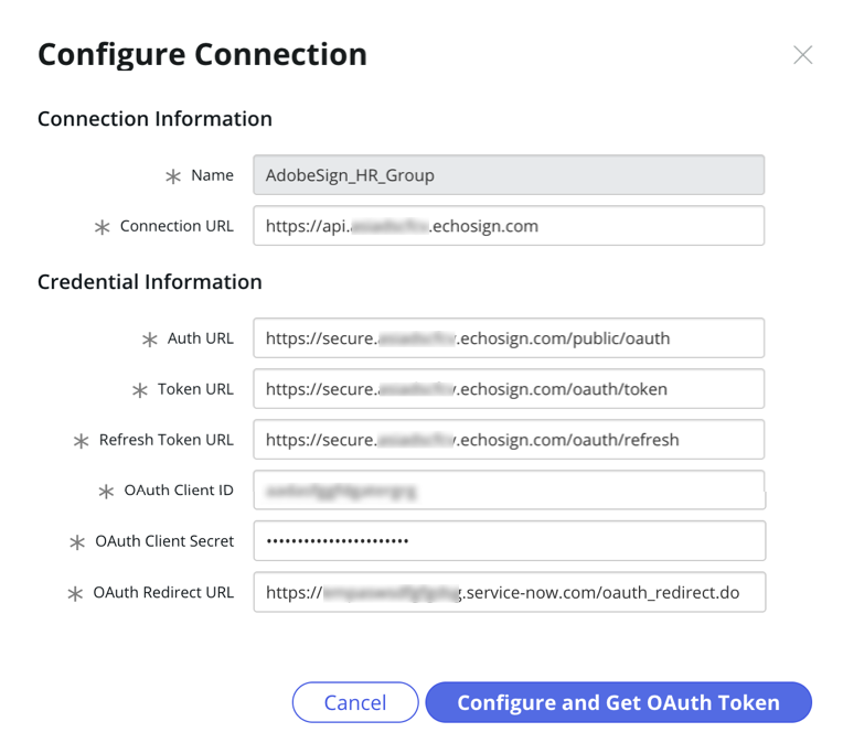Konfigurieren Sie eine Verbindung für die Adobe Sign-Spoke.