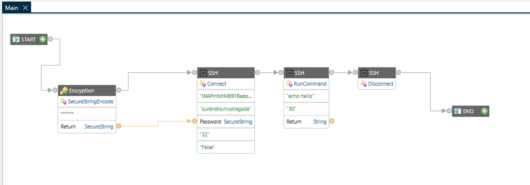 Beispiel für SSH-Connector-Automatisierungs-Workflow.