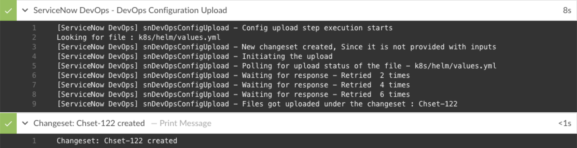 Configuration de Configuration DevOps Charger la sortie