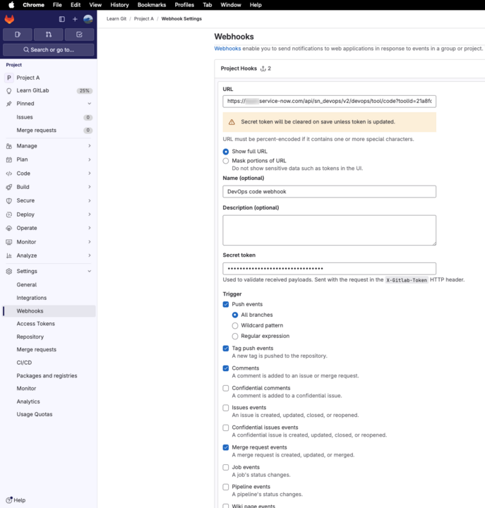 Événements push GitLab pour l’aptitude de code.