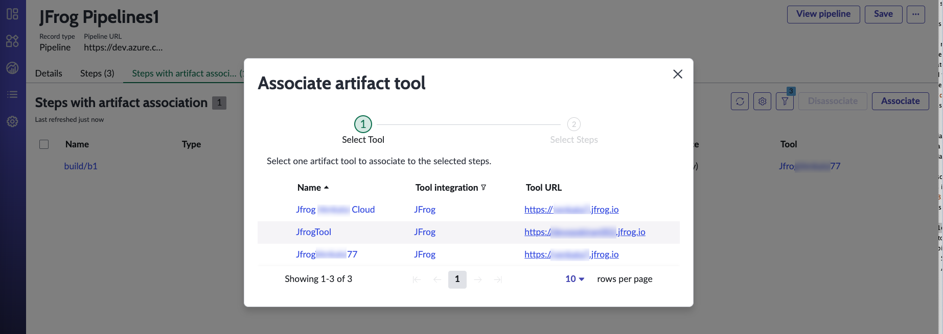 Sélectionnez l’outil JFrog.