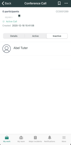 État des participants d'une téléconférence active