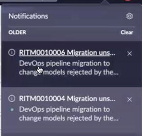 Notification de cloche de rejet