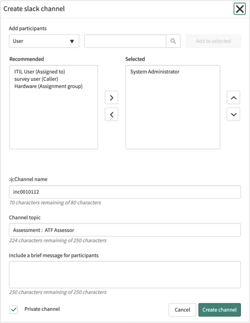 Créez un canal Slack pour collaborer avec les membres de l'équipe.