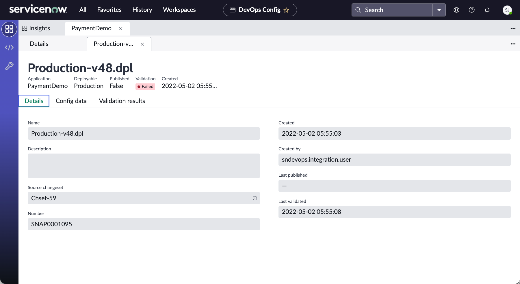 Instantané d’aperçu de Configuration DevOps