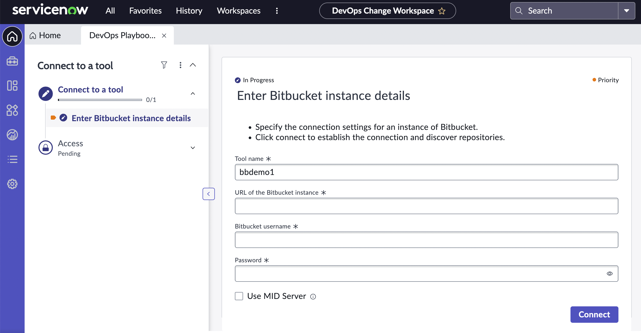 Saisir la page de détails de l’instance Bitbucket pour le serveur Bitbucket