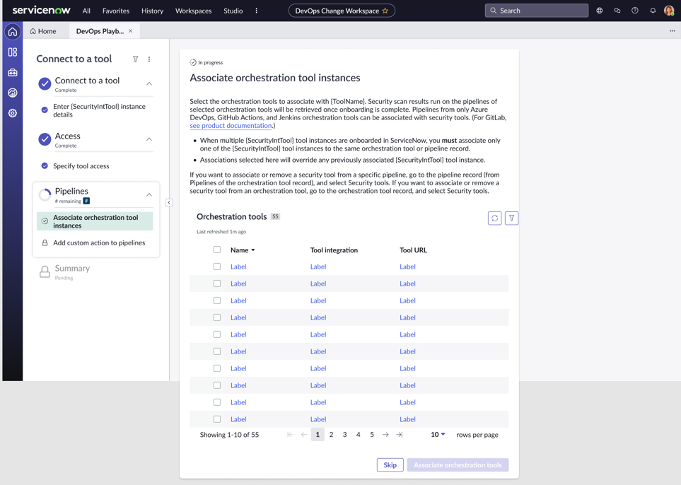 Activité Playbook pour associer des instances d’outils d’orchestration à un outil de Security