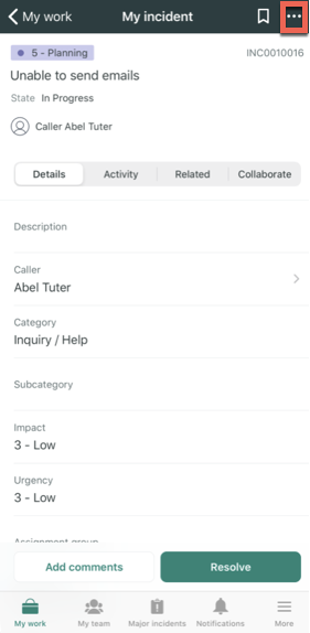 Appel de Agent mobile ITSM